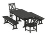 POLYWOOD Braxton 5-Piece Farmhouse Dining Set With Trestle Legs in Black