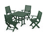 POLYWOOD Signature Folding Chair 5-Piece Farmhouse Dining Set in Green