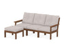 POLYWOOD Vineyard 4-Piece Sectional with Ottoman in Teak with Dune Burlap fabric