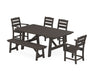 POLYWOOD Lakeside 6-Piece Rustic Farmhouse Dining Set With Trestle Legs in Vintage Coffee