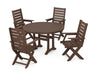 POLYWOOD Captain 5-Piece Round Dining Set with Trestle Legs in Mahogany