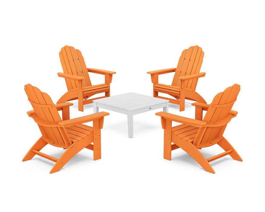 POLYWOOD® 5-Piece Vineyard Grand Adirondack Chair Conversation Group in Tangerine / White