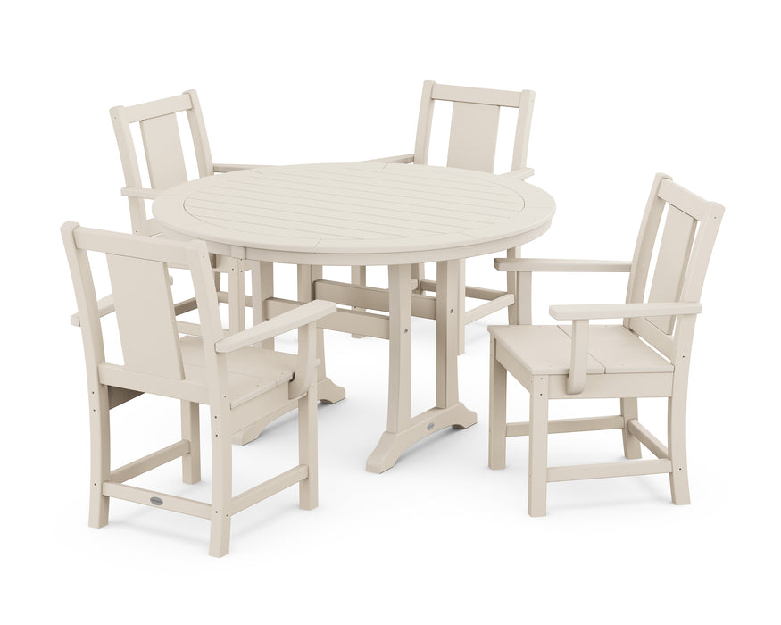 POLYWOOD® Prairie 5-Piece Round Dining Set with Trestle Legs in Sand