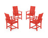 POLYWOOD® Modern 4-Piece Upright Adirondack Conversation Set in Sunset Red