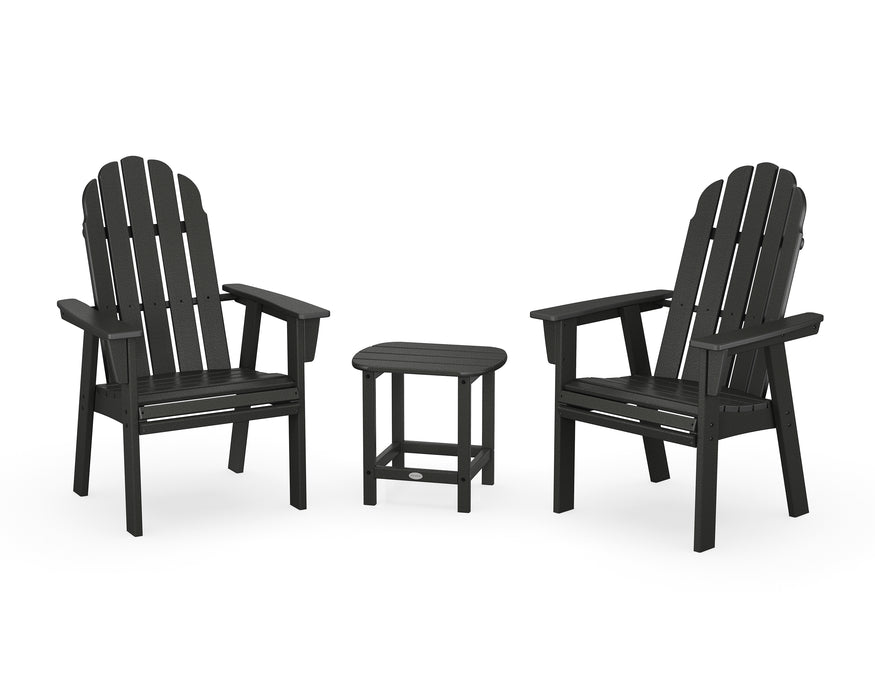 POLYWOOD® Vineyard 3-Piece Curveback Upright Adirondack Chair Set in Black