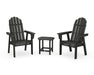 POLYWOOD® Vineyard 3-Piece Curveback Upright Adirondack Chair Set in Black