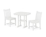 POLYWOOD Traditional Garden Side Chair 3-Piece Dining Set in White
