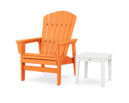 POLYWOOD® Nautical Grand Upright Adirondack Chair with Side Table in Aruba / White