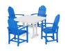 POLYWOOD Classic Adirondack 5-Piece Farmhouse Dining Set With Trestle Legs in Pacific Blue