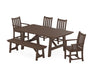 POLYWOOD Traditional Garden 6-Piece Rustic Farmhouse Dining Set With Bench in Mahogany