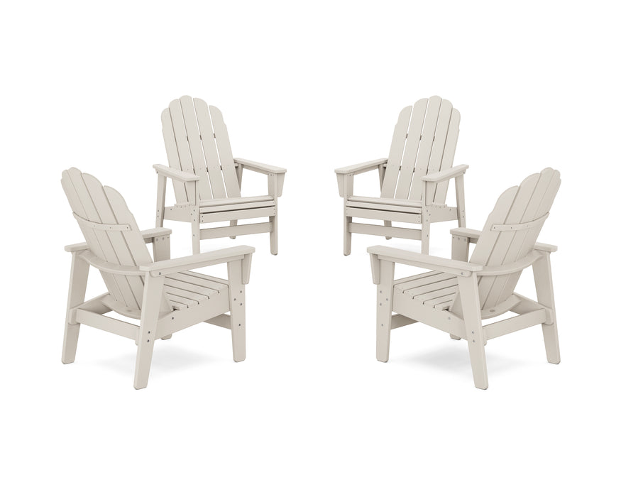 POLYWOOD® 4-Piece Vineyard Grand Upright Adirondack Chair Conversation Set in Sand