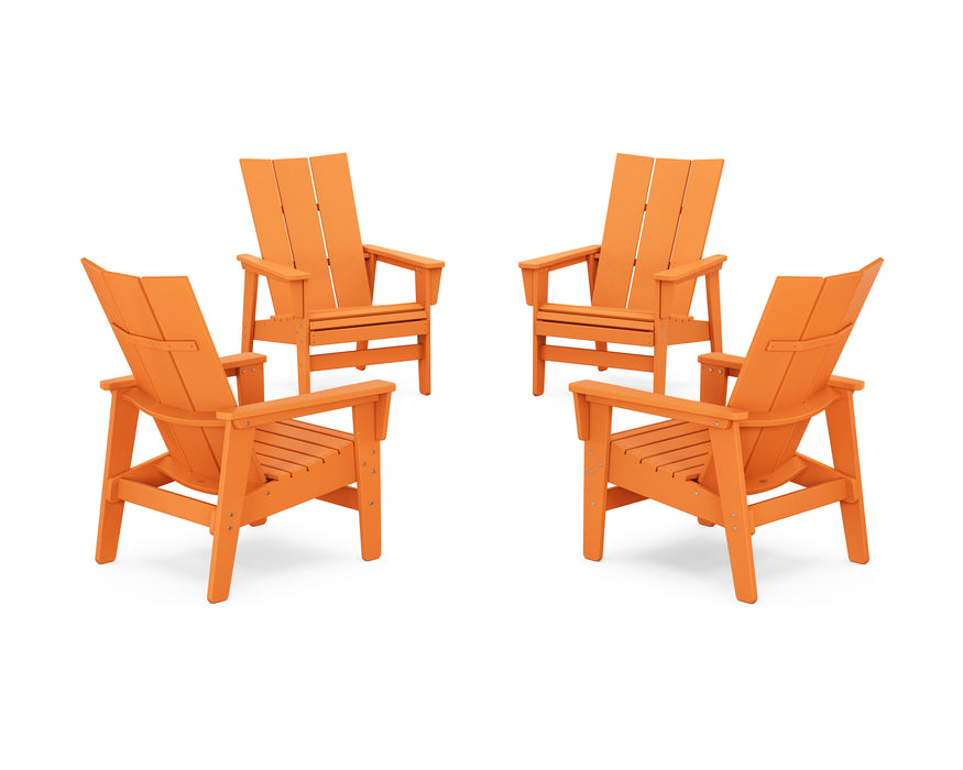 POLYWOOD® 4-Piece Modern Grand Upright Adirondack Chair Conversation Set in Aruba
