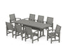 POLYWOOD Signature 9-Piece Farmhouse Dining Set with Trestle Legs in Slate Grey