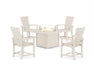 POLYWOOD® Quattro 4-Piece Upright Adirondack Conversation Set with Fire Pit Table in Slate Grey