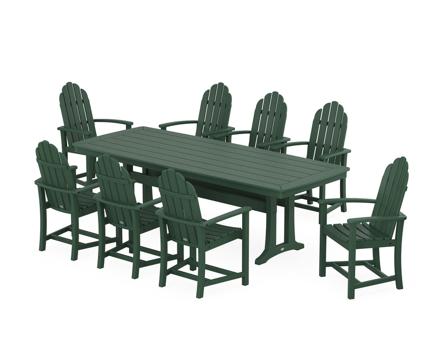 POLYWOOD Classic Adirondack 9-Piece Dining Set with Trestle Legs in Green