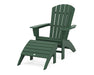 POLYWOOD Nautical Curveback Adirondack Chair 2-Piece Set with Ottoman in Green