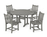 POLYWOOD Traditional Garden 5-Piece Round Dining Set with Trestle Legs in Slate Grey