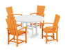 POLYWOOD Quattro 5-Piece Round Farmhouse Dining Set in Tangerine