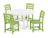 POLYWOOD La Casa Café Side Chair 5-Piece Round Farmhouse Dining Set in Lime