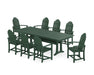 POLYWOOD Classic Adirondack 9-Piece Farmhouse Dining Set with Trestle Legs in Green