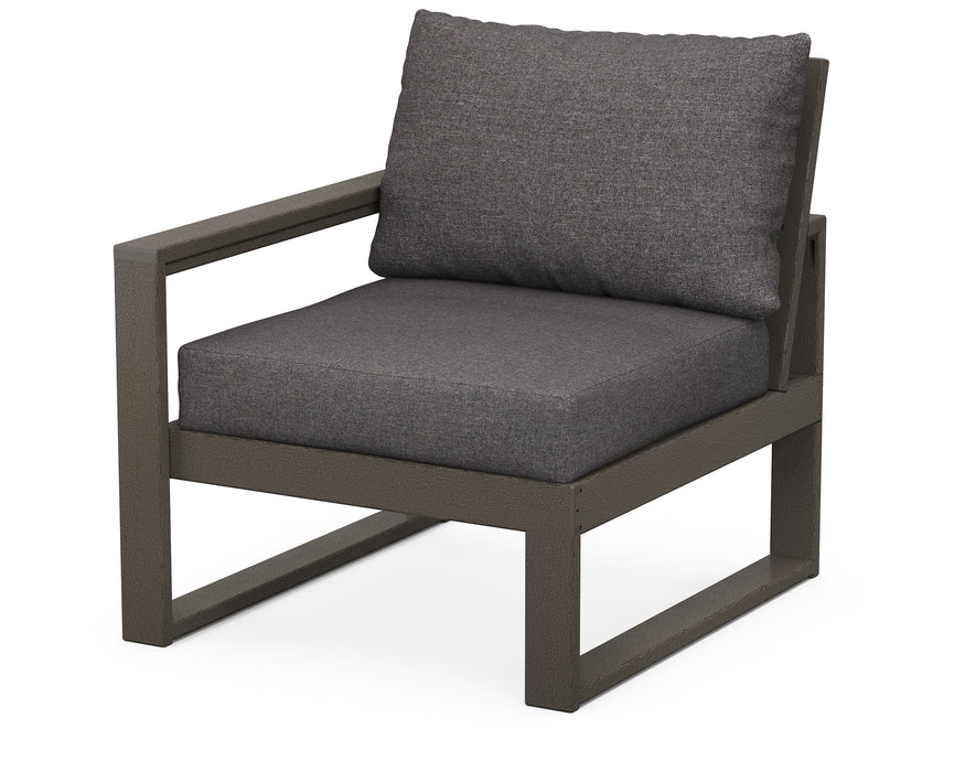 POLYWOOD® EDGE Modular Left Arm Chair in Vintage Coffee with Ash Charcoal fabric