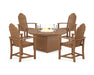 POLYWOOD® Classic 4-Piece Upright Adirondack Conversation Set with Fire Pit Table in Teak