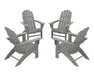 POLYWOOD 4-Piece Vineyard Curveback Adirondack Chair Conversation Set in Slate Grey