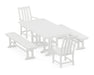 POLYWOOD® Vineyard 5-Piece Farmhouse Dining Set with Benches in White