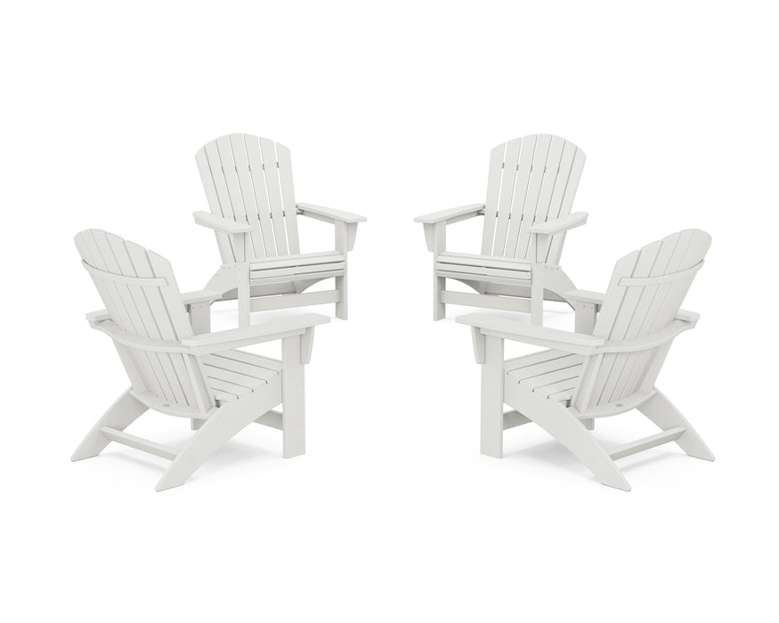 POLYWOOD® 4-Piece Nautical Grand Adirondack Chair Conversation Set in Vintage White