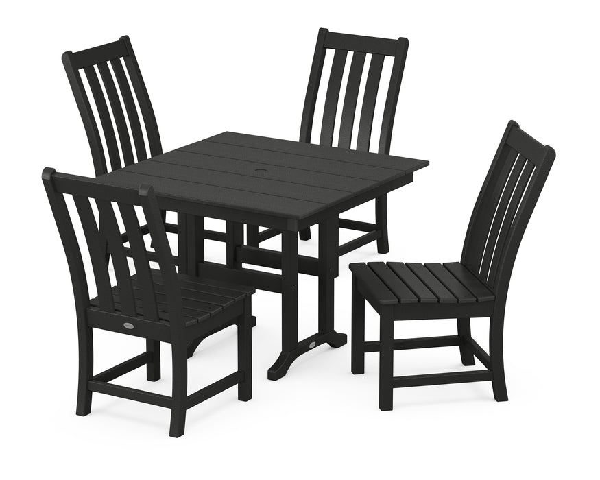 POLYWOOD Vineyard Side Chair 5-Piece Farmhouse Dining Set in Black