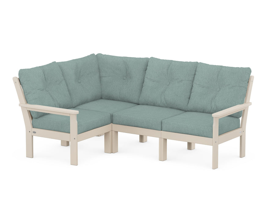 POLYWOOD Vineyard 4-Piece Sectional in Sand with Glacier Spa fabric