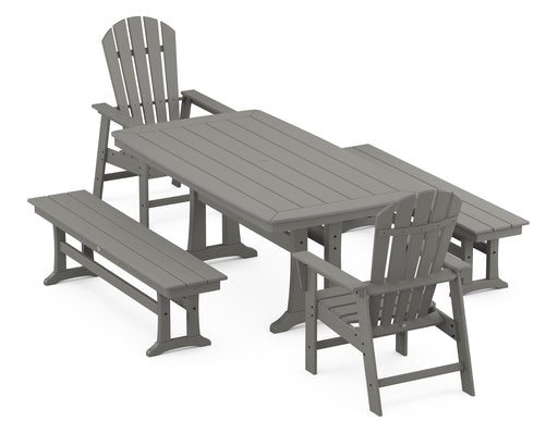 POLYWOOD South Beach 5-Piece Dining Set with Trestle Legs in Slate Grey
