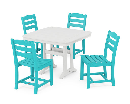 POLYWOOD La Casa Café Side Chair 5-Piece Dining Set with Trestle Legs in Aruba