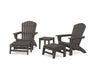 POLYWOOD® 5-Piece Nautical Grand Adirondack Set with Ottomans and Side Table in Vintage Coffee