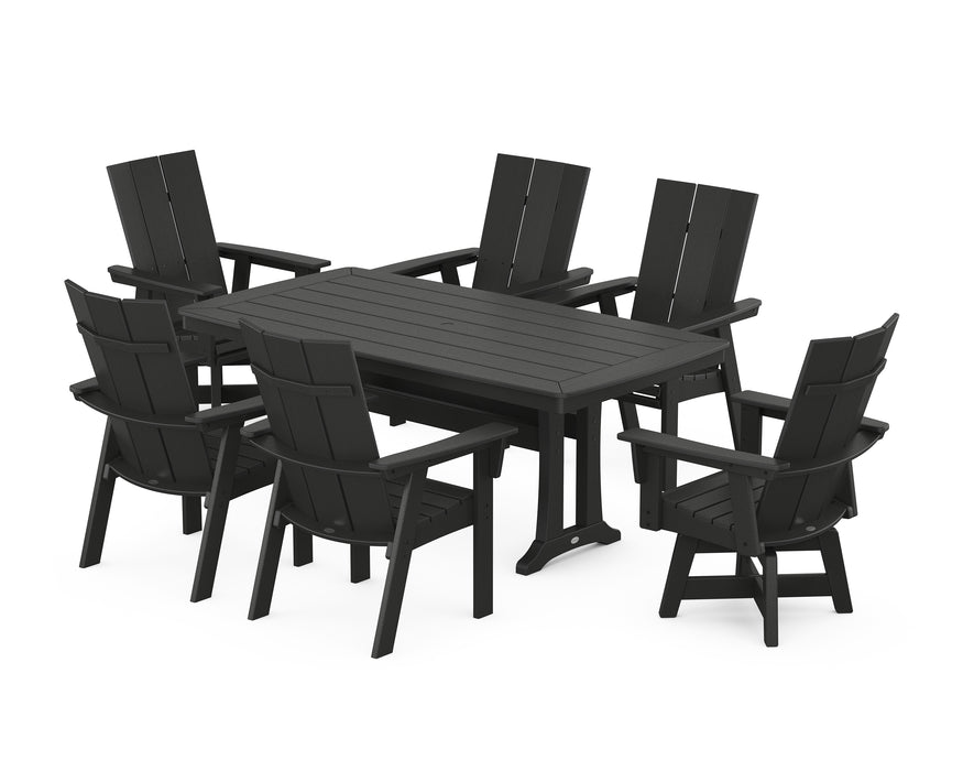 POLYWOOD Modern Adirondack 7-Piece Dining Set with Trestle Legs in Black
