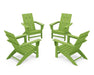 POLYWOOD 4-Piece Modern Adirondack Chair Conversation Set in Lime