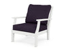Martha Stewart by POLYWOOD Chinoiserie Deep Seating Chair in White with Navy Linen fabric