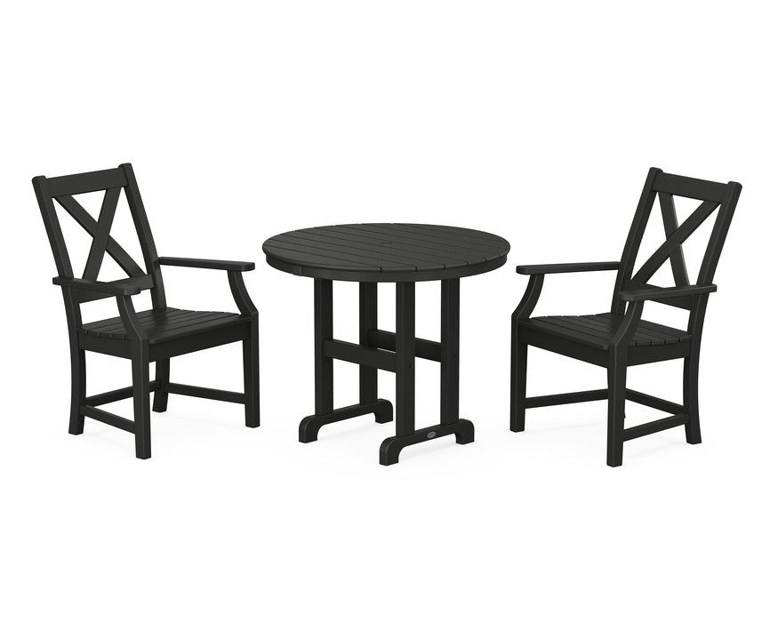 POLYWOOD Braxton 3-Piece Round Dining Set in Black