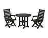 POLYWOOD Captain 3-Piece Round Dining Set in Black