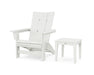 POLYWOOD® Modern Grand Adirondack Chair with Side Table in Vintage White