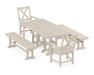 POLYWOOD Braxton 5-Piece Dining Set with Benches in Sand