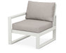 POLYWOOD® EDGE Modular Left Arm Chair in Vintage White with Weathered Tweed fabric