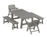 POLYWOOD Nautical Lowback 5-Piece Rustic Farmhouse Dining Set With Trestle Legs in Slate Grey