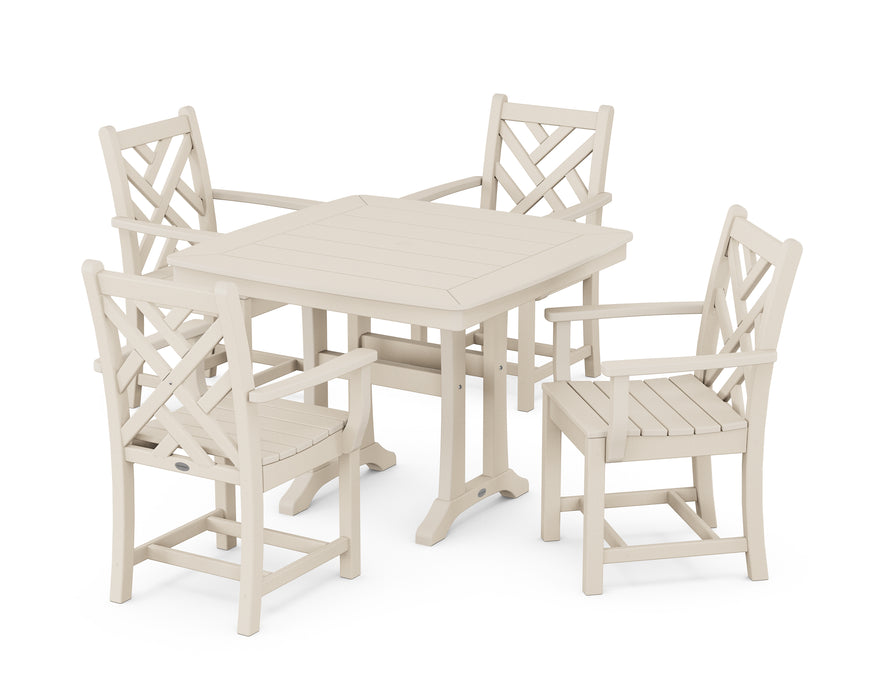 POLYWOOD Chippendale 5-Piece Dining Set with Trestle Legs in Sand