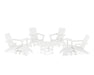 POLYWOOD Modern Adirondack Chair 9-Piece Conversation Set in White