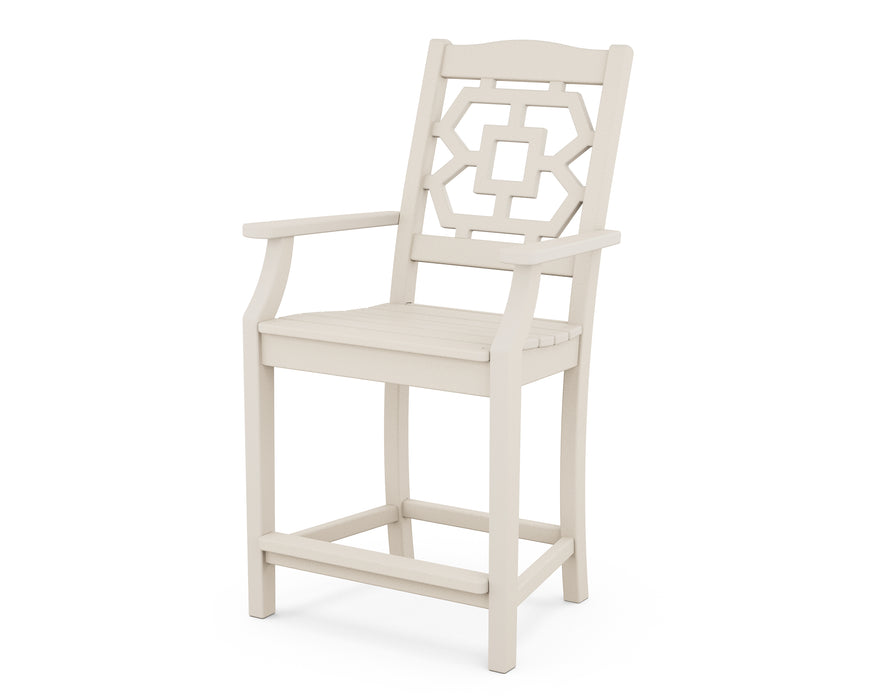 Martha Stewart by POLYWOOD Chinoiserie Counter Arm Chair in Sand