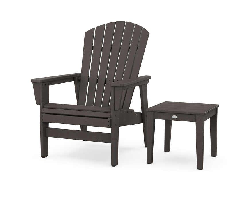 POLYWOOD® Nautical Grand Upright Adirondack Chair with Side Table in Vintage Coffee