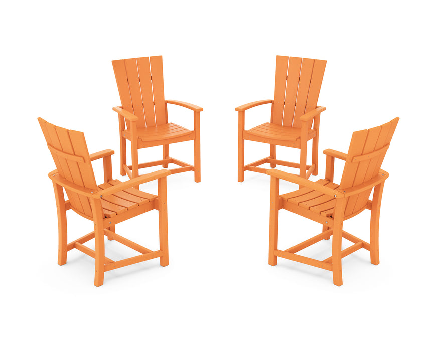 POLYWOOD® Quattro 4-Piece Upright Adirondack Conversation Set in Tangerine