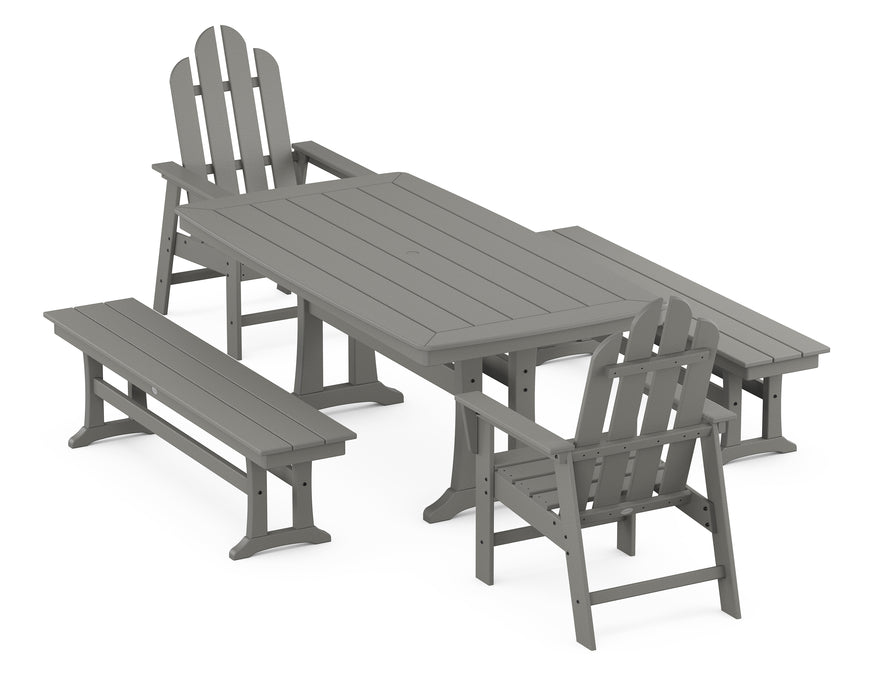 POLYWOOD Long Island 5-Piece Dining Set with Trestle Legs in Slate Grey