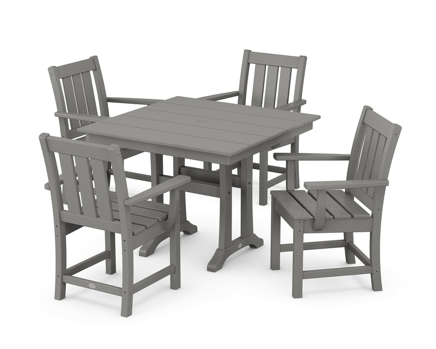POLYWOOD® Oxford 5-Piece Farmhouse Dining Set with Trestle Legs in Slate Grey